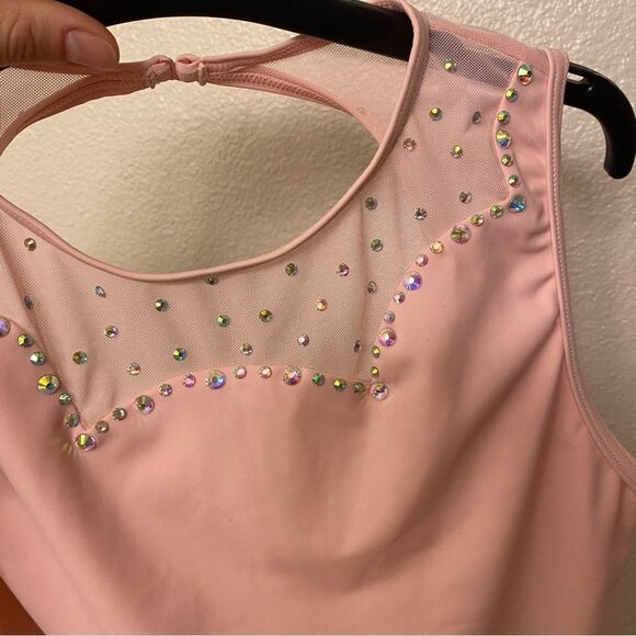 Weissman Balera Costume solo custom dance pink Scallop Neck Leotard MT11264 XLC - Picture 7 of 11